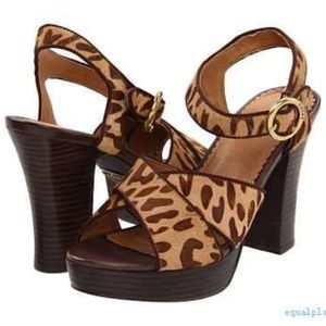 NWT Fossil Women's Ramona Hair Calf Leopard Sandal